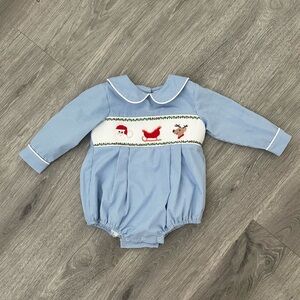 Stitchy Fish Christmas Blue Gingham Baby Bubble